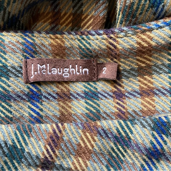 J. McLaughlin Yara Olive Green Blue Houndstooth Plaid Cropped Pants size 2 - Picture 6 of 11